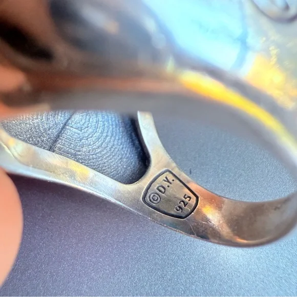 David Yurman Albion Ring 20mm Blue Topaz and Diamonds in Sterling Silver - Picture 8 of 10